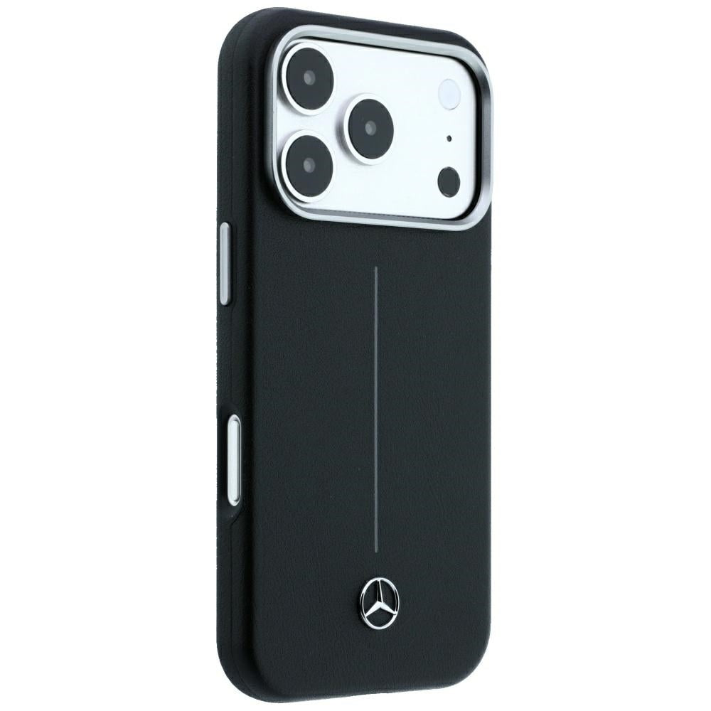 Mercedes Benz iPhone 17 Pro Max/iPhone 18 Pro Max Deksel Leather Iconic Line Svart