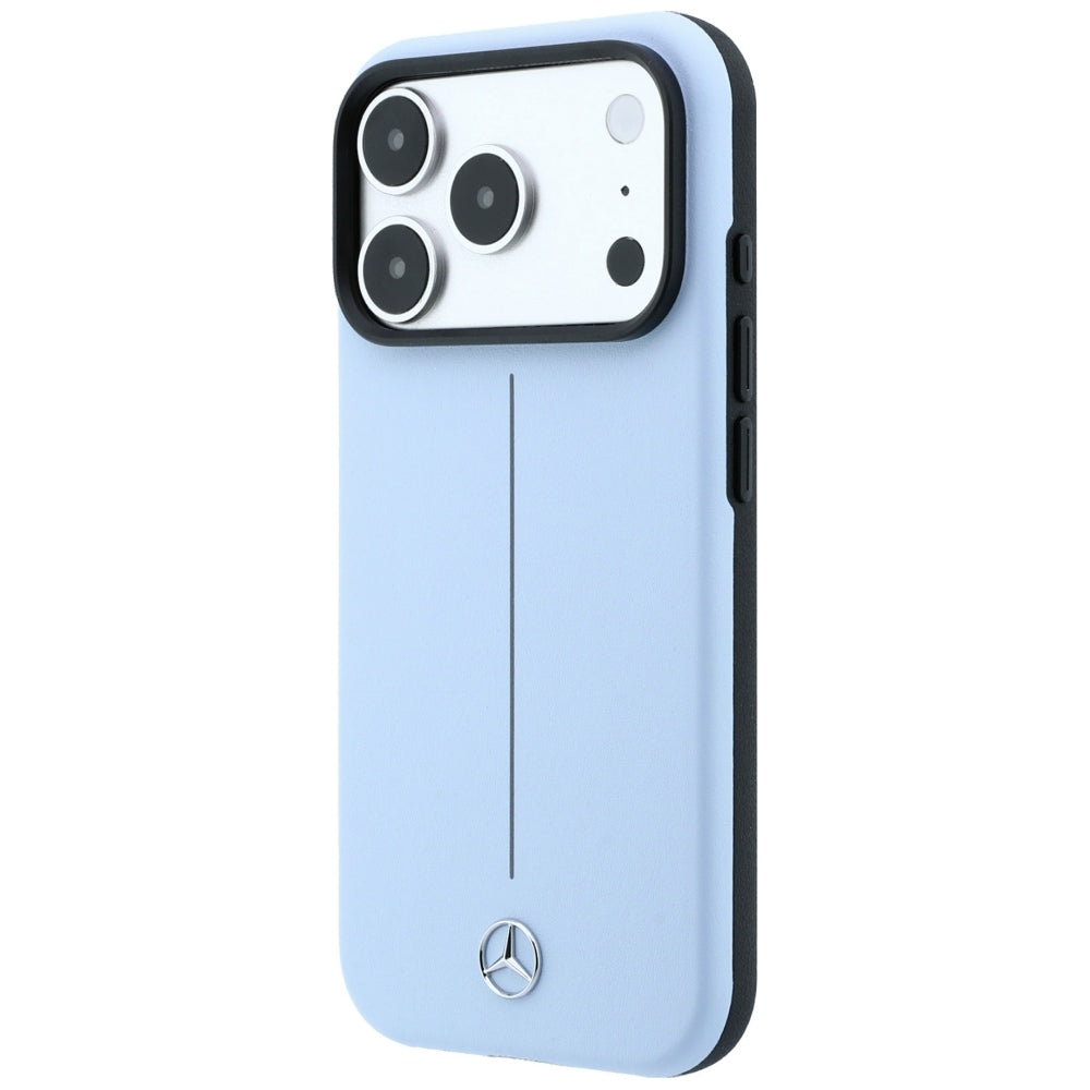 Mercedes Benz iPhone 17 Pro Max/iPhone 18 Pro Max Deksel Leather Iconic Line Blå