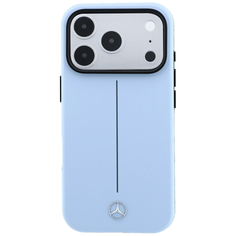 Mercedes Benz iPhone 17 Pro Max/iPhone 18 Pro Max Deksel Leather Iconic Line Blå