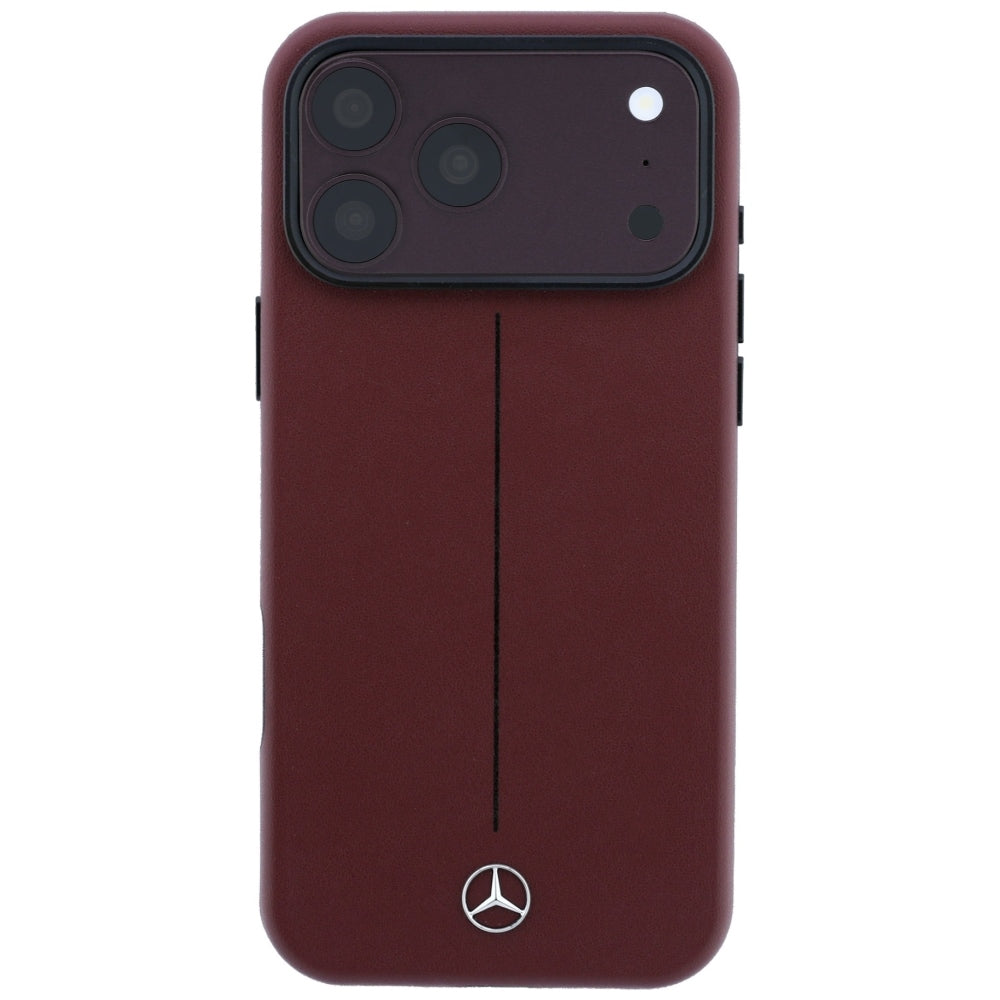 Mercedes Benz iPhone 17 Pro Max/iPhone 18 Pro Max Deksel Leather Iconic Line Burgundy