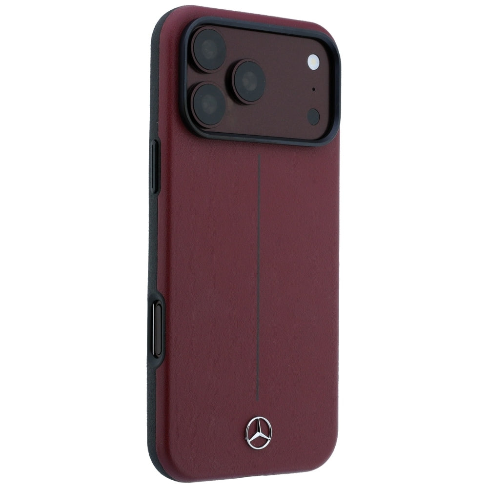 Mercedes Benz iPhone 17 Pro Max/iPhone 18 Pro Max Deksel Leather Iconic Line Burgundy