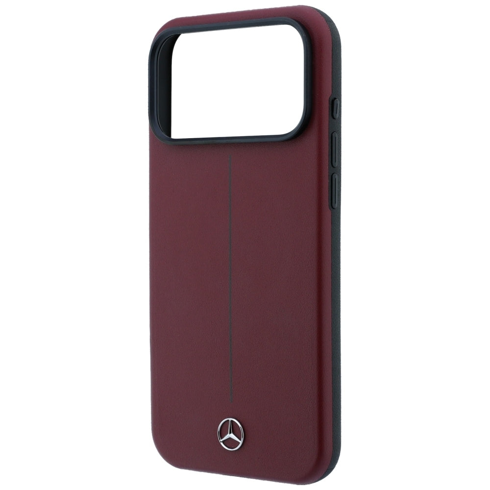 Mercedes Benz iPhone 17 Pro Max/iPhone 18 Pro Max Deksel Leather Iconic Line Burgundy