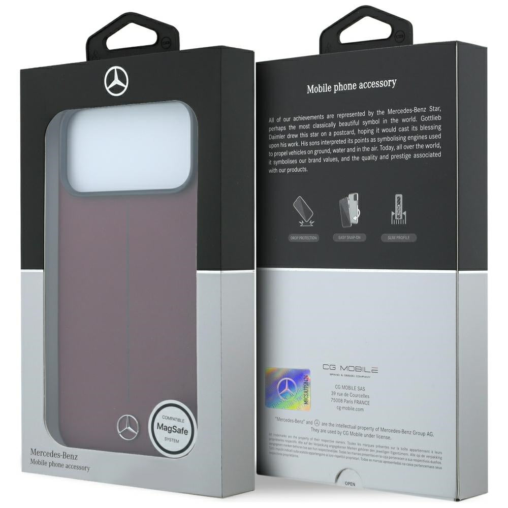 Mercedes Benz iPhone 17 Pro Max/iPhone 18 Pro Max Deksel Leather Iconic Line Burgundy