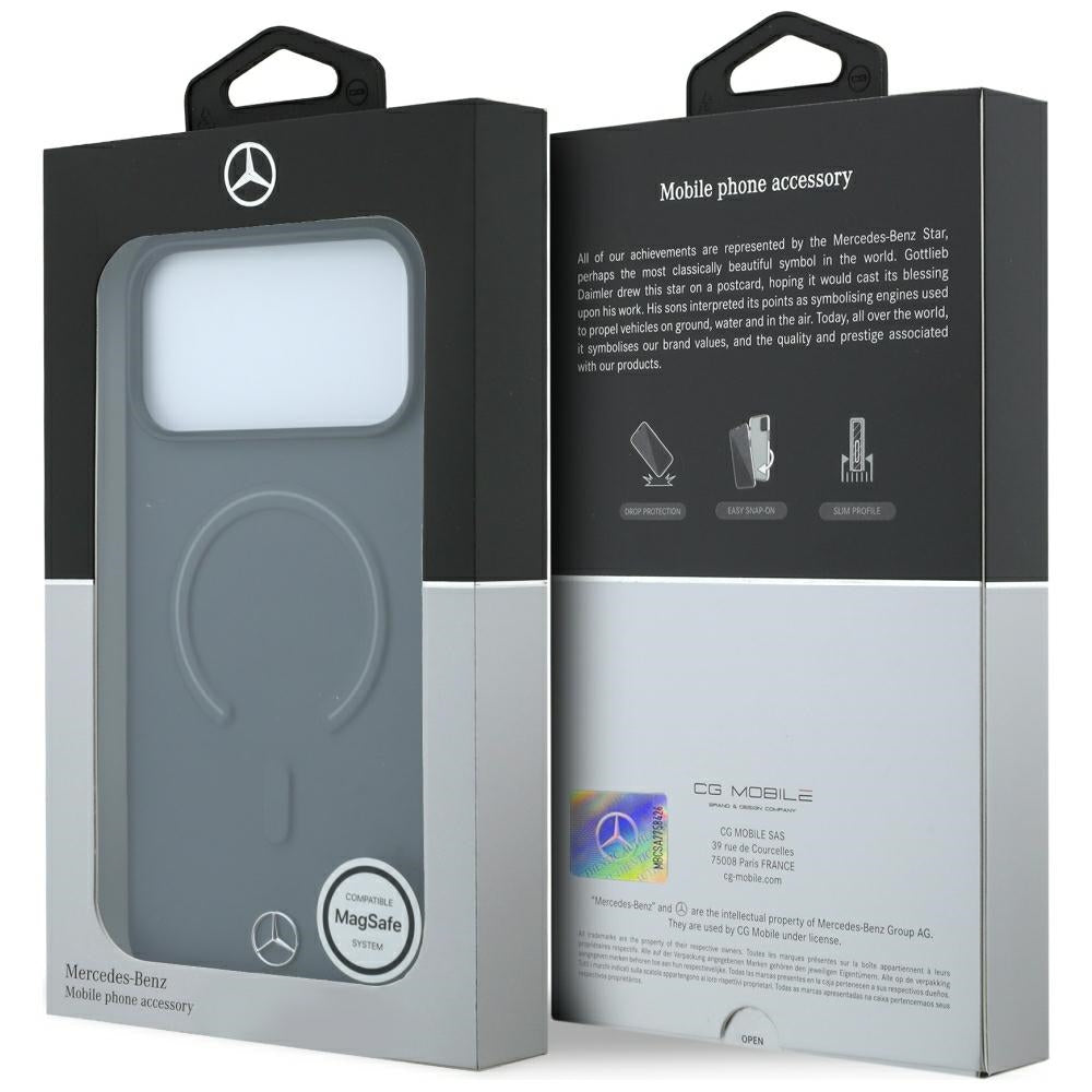 Mercedes Benz iPhone 17 Pro/iPhone 18 Pro Deksel i skinn med 3D MagSafe Grå