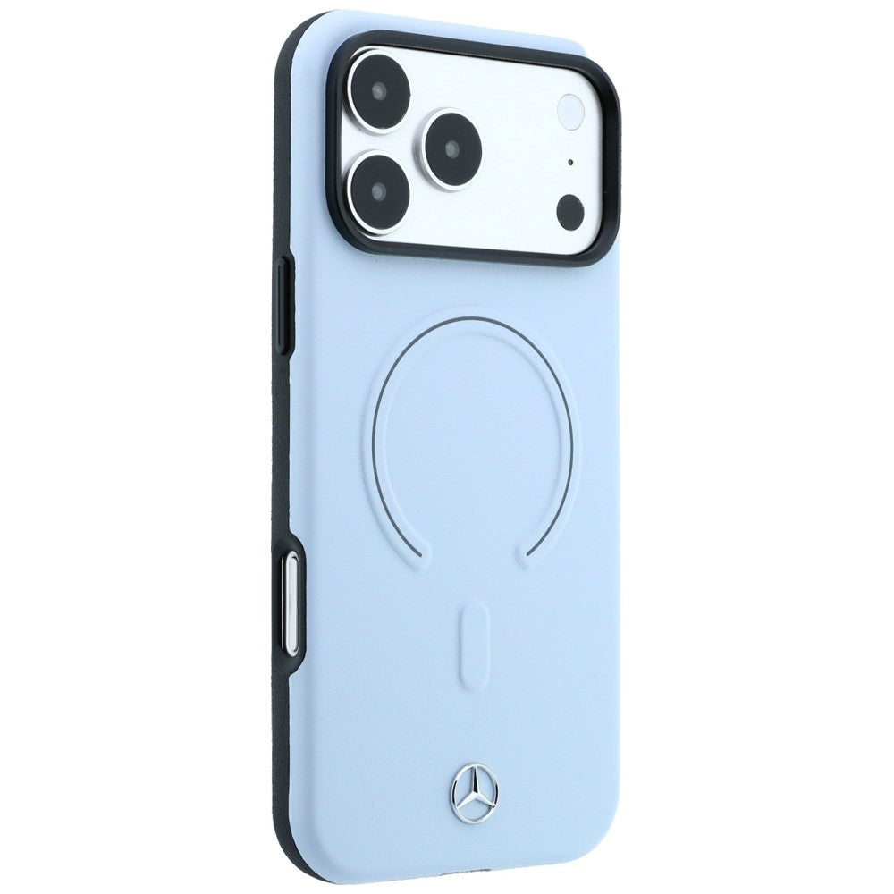 Mercedes Benz iPhone 17 Pro Max/iPhone 18 Pro Max Deksel i skinn med 3D MagSafe Blå