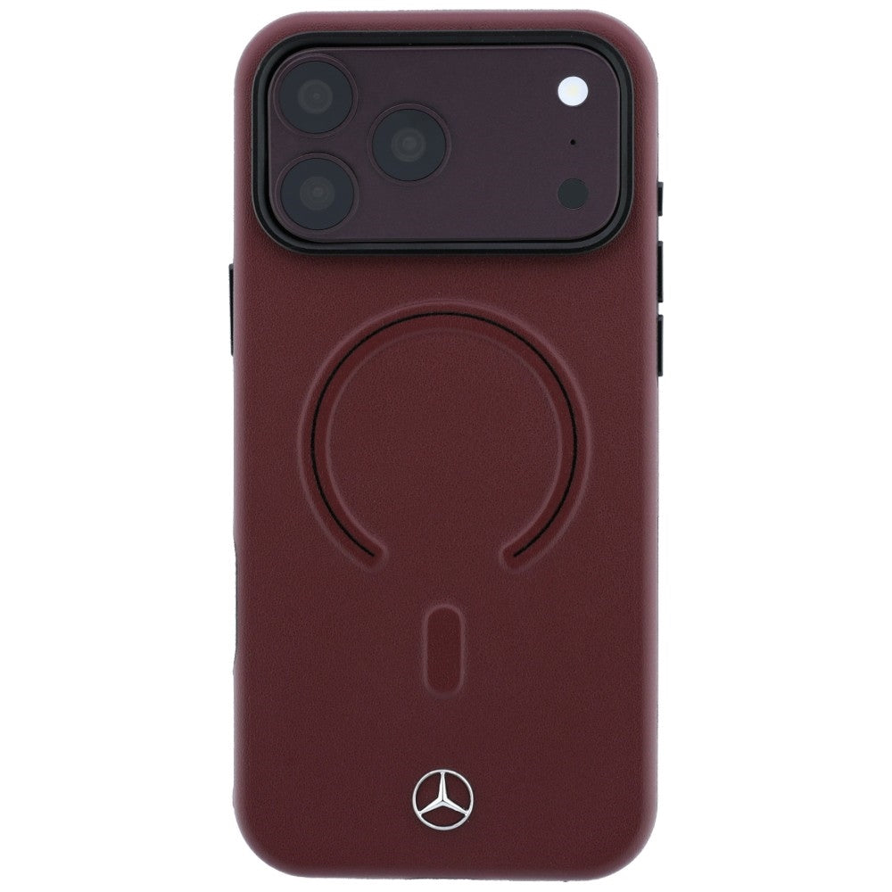 Mercedes Benz iPhone 17 Pro/iPhone 18 Pro Deksel i skinn med 3D MagSafe, burgunder