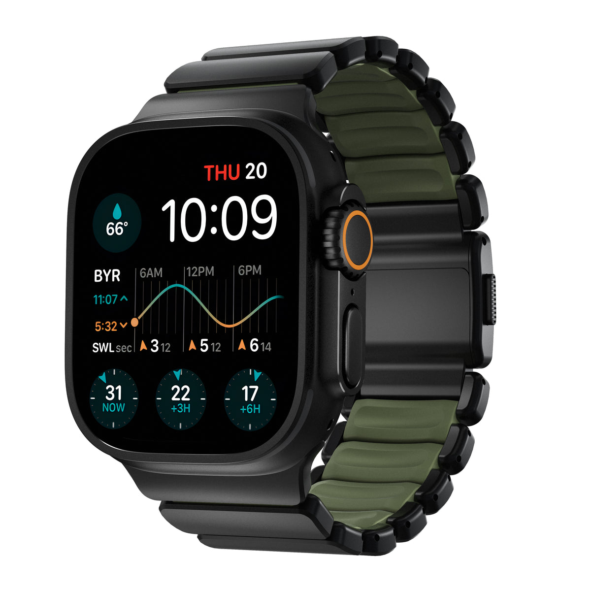 Nomad Apple Watch 45/46mm/Ultra 49mm Armbånd Stratos Band Svart Forest