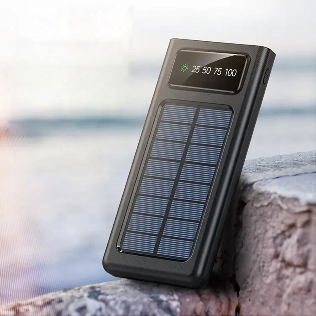 SiGN Powerbank med solceller & inbyggda kablar 20 000 mAh