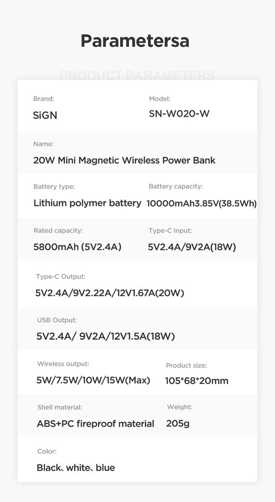 SiGN MagSafe-powerbank 10 000 mAh 20W Hvit