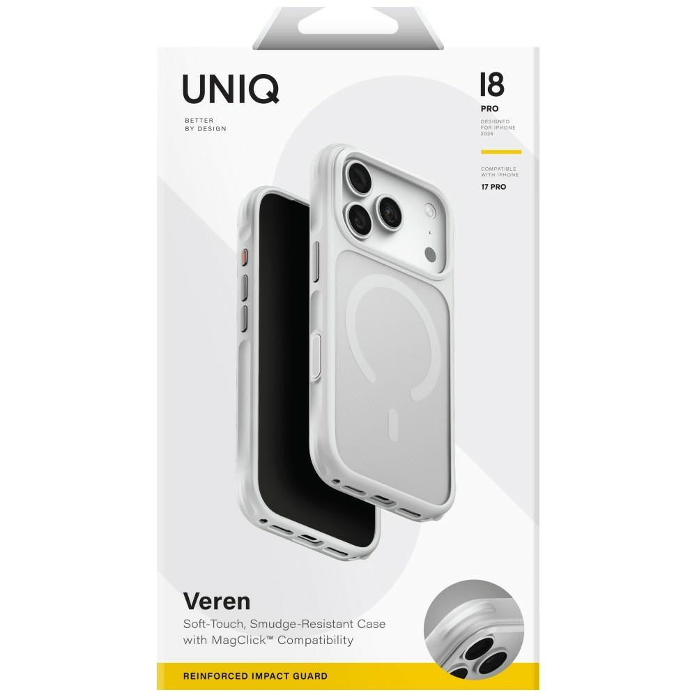 Uniq iPhone 17 Pro/iPhone 18 Pro Deksel Veren MagClick Chalk Frost