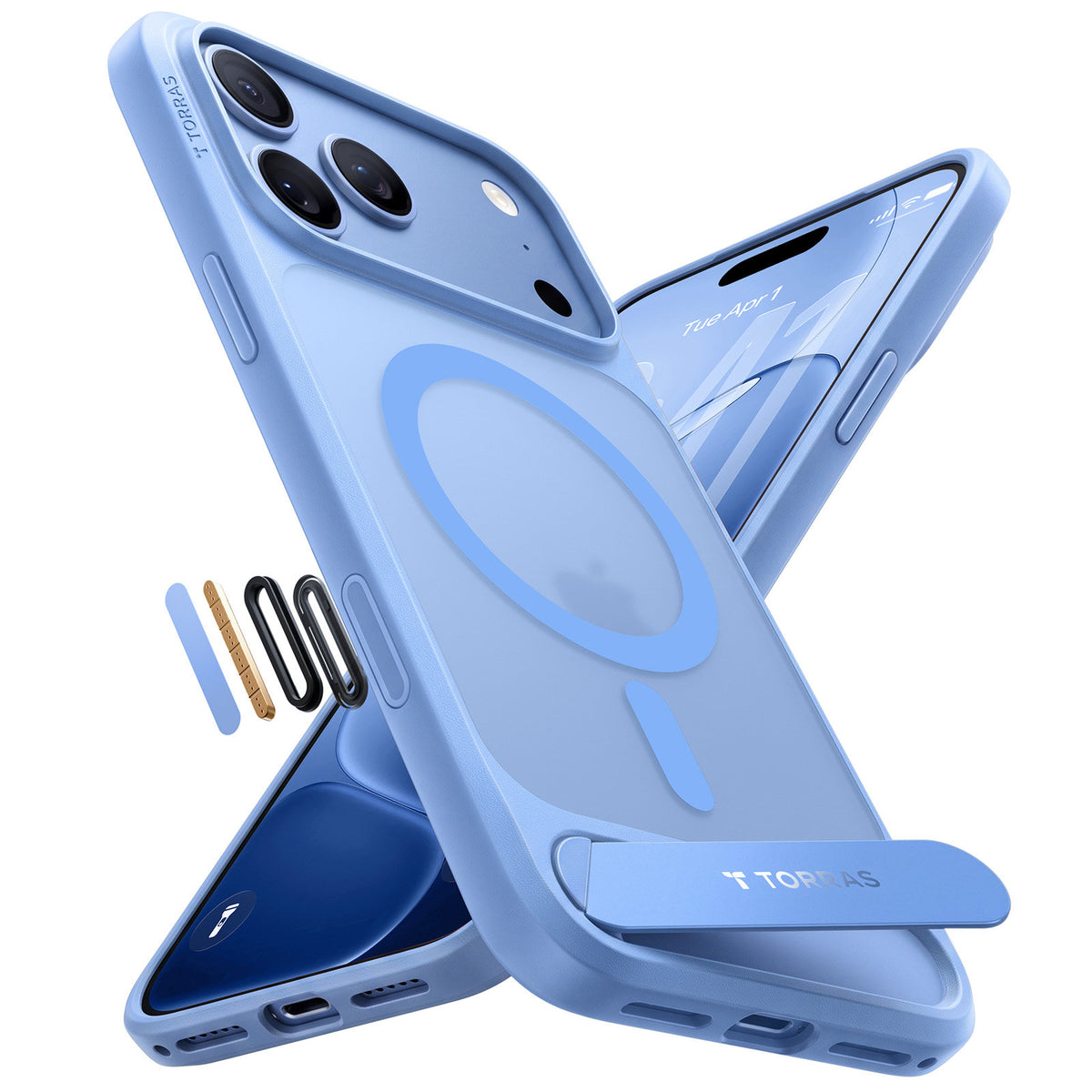 Torras iPhone 18 Pro Max Deksel Ostand L1 Blå