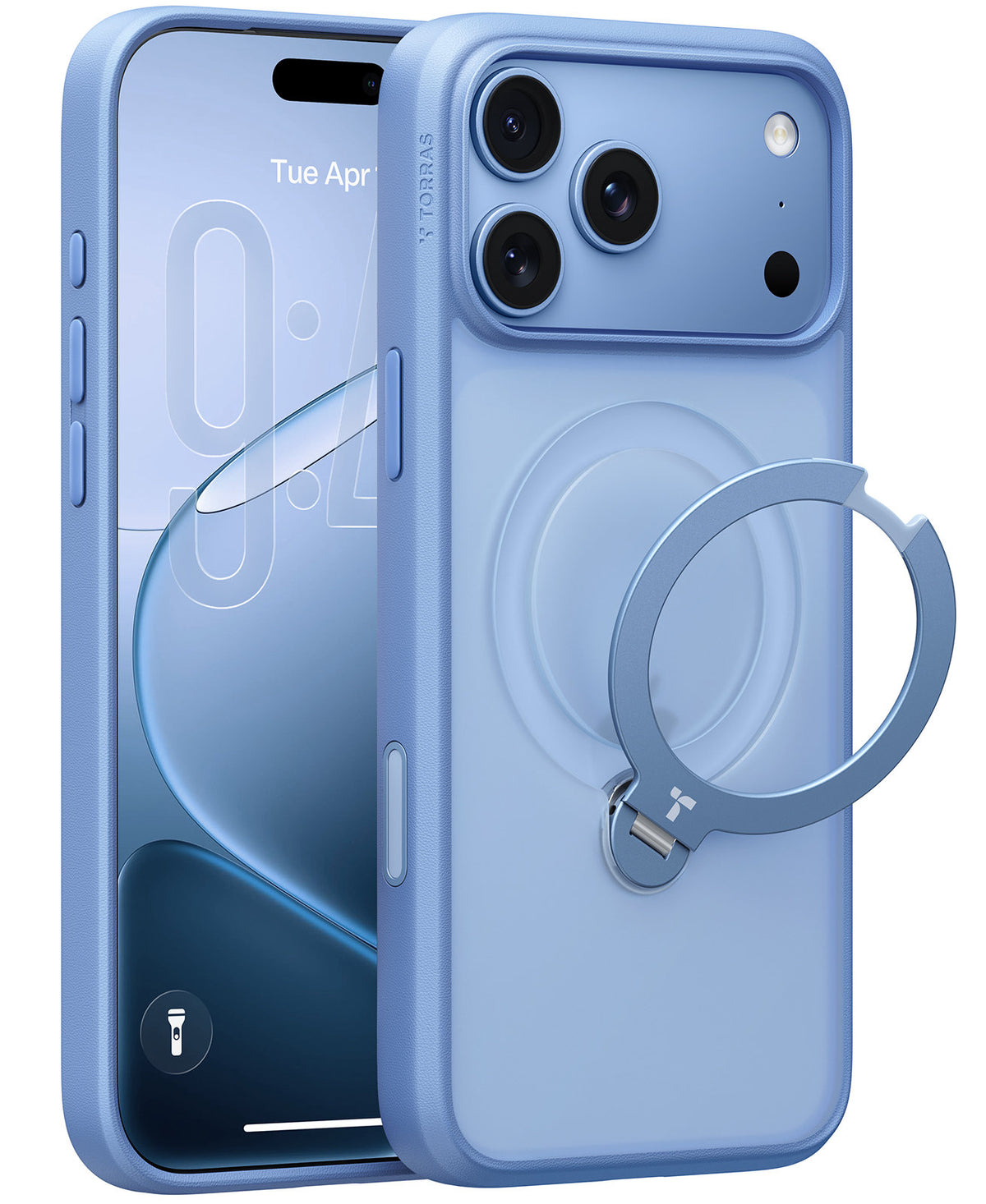 Torras iPhone 18 Pro Deksel Ostand Q3 Spin Horizon Blue