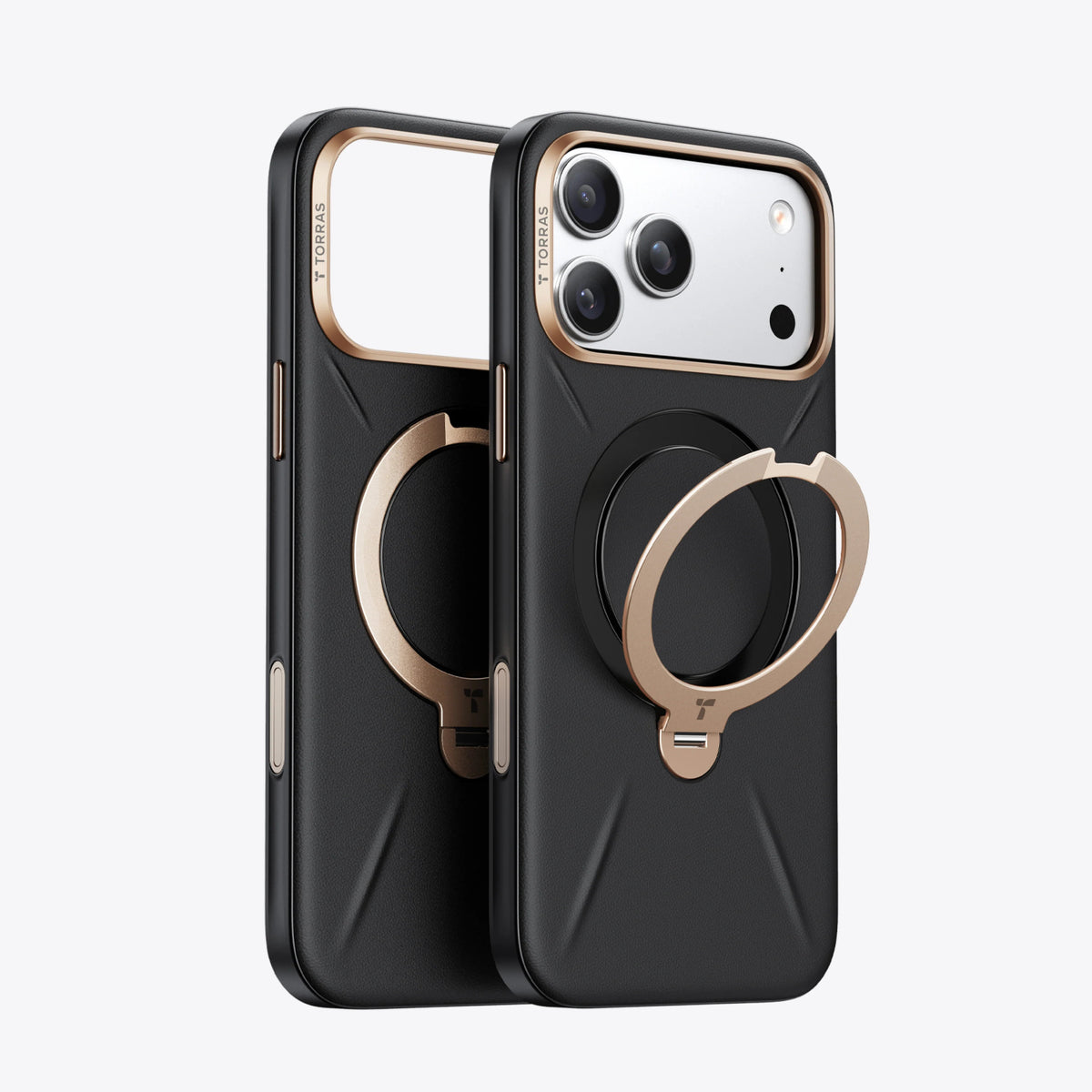 Torras iPhone 18 Pro Max-deksel Ostand Q3 Vegskin Obsidian Black