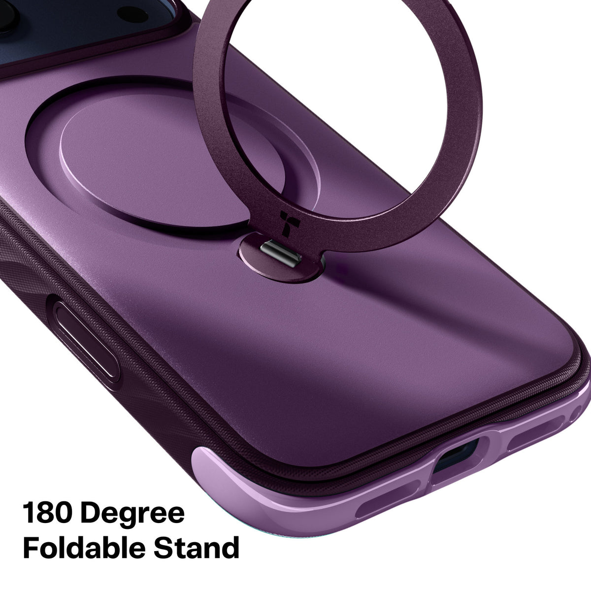 Torras iPhone 18 Pro Deksel Ostand Q3 Rugged Plum Purple