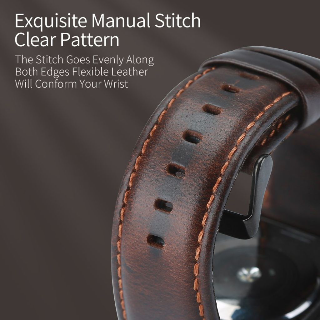 Dux Ducis Apple Watch 44/45/46mm/Ultra 49mm Armbånd Äkta Läder Mörkbrun
