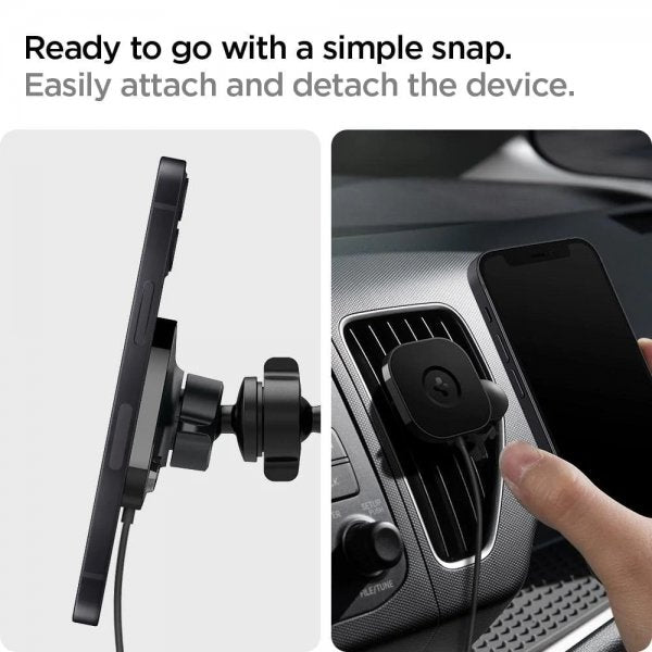 Spigen Mobilholder til bil OneTap Magnetic Car Mount Air Vent Wireless Charging Svart