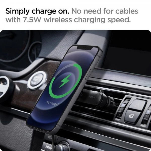 Spigen Mobilholder til bil OneTap Magnetic Car Mount Air Vent Wireless Charging Svart