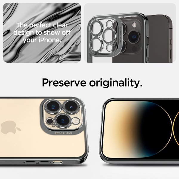 Spigen iPhone 14 Pro Max Deksel Optik Crystal Chrome Gray