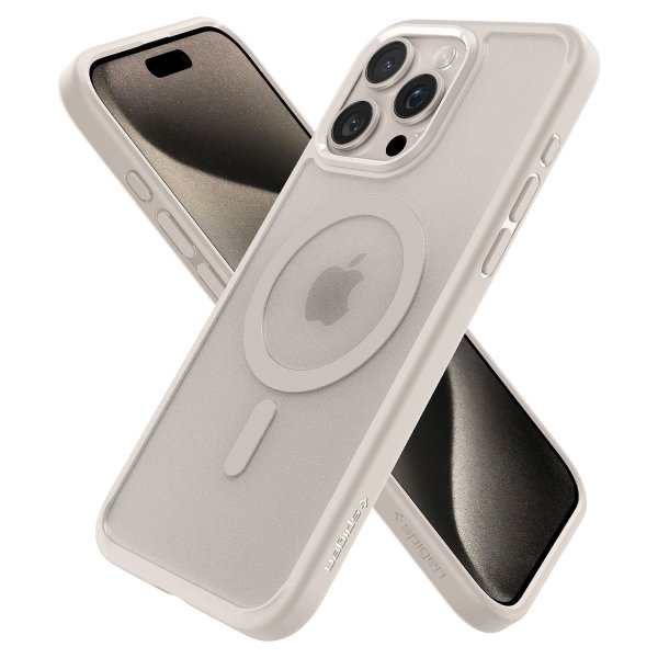 Spigen iPhone 15 Pro Max Deksel Ultra Hybrid MagFit Frost Natural Titanium
