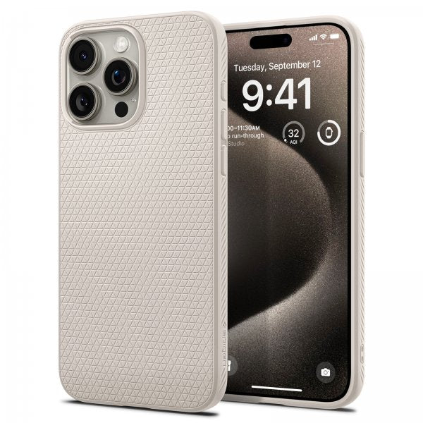 Spigen iPhone 15 Pro Max Deksel Liquid Air Natural Titanium
