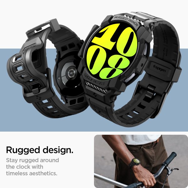 Spigen Samsung Galaxy Watch 7 40mm Armbånd og Deksel Rugged Armor Pro Matte Black
