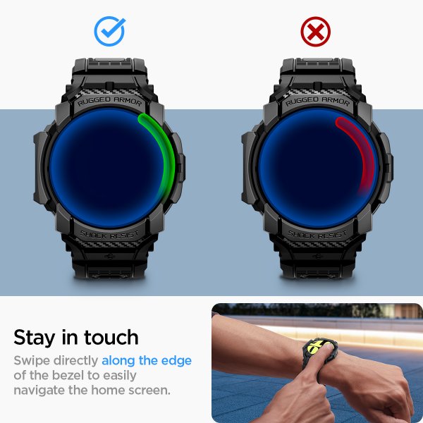 Spigen Samsung Galaxy Watch 7 40mm Armbånd og Deksel Rugged Armor Pro Matte Black