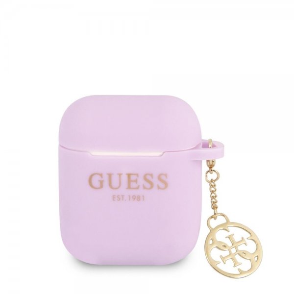Guess AirPods 1/2 Deksel Classic Logo 4G Charm Lilla