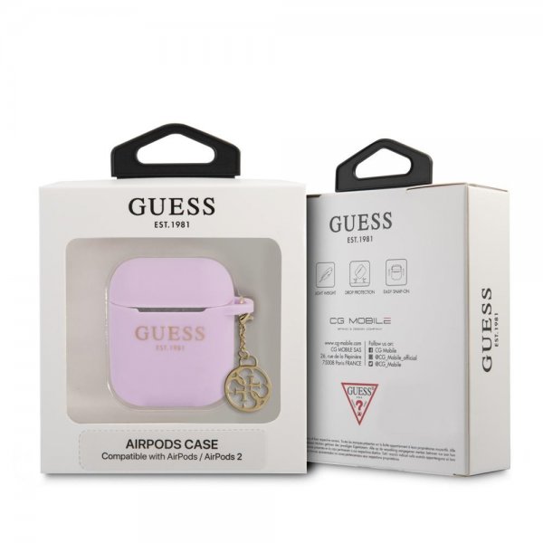 Guess AirPods 1/2 Deksel Classic Logo 4G Charm Lilla