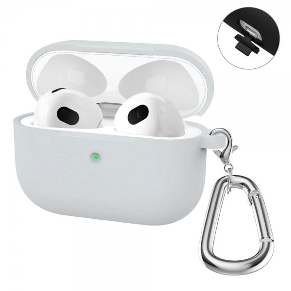 Hat Prince AirPods 3 Deksel Silikon med Karabinkrok Grå