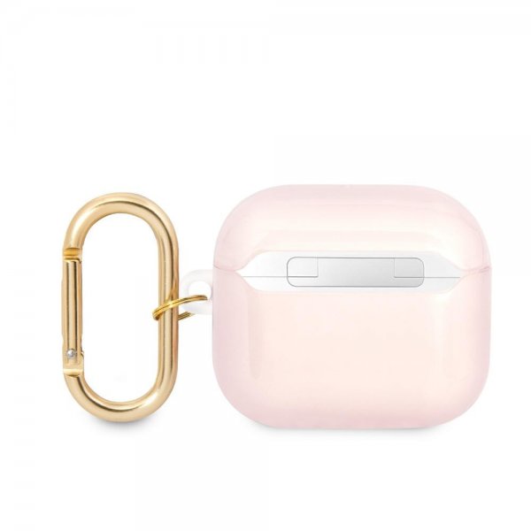 Guess AirPods 3 Deksel Printed Stripe & Gold Hook Rosa