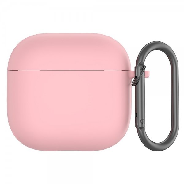 AirPods 4 Deksel i Silikon med Karabinkrok Rosa