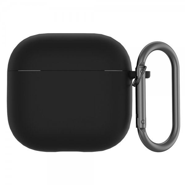AirPods 4 Deksel i Silikon med Karabinkrok Svart