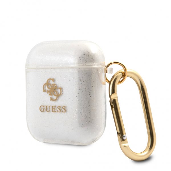 Guess AirPods (1/2) Deksel Glitter Case Transparent