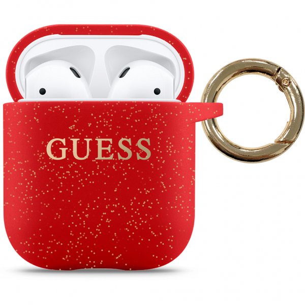 Guess AirPods (1/2) Deksel Glitter Rød