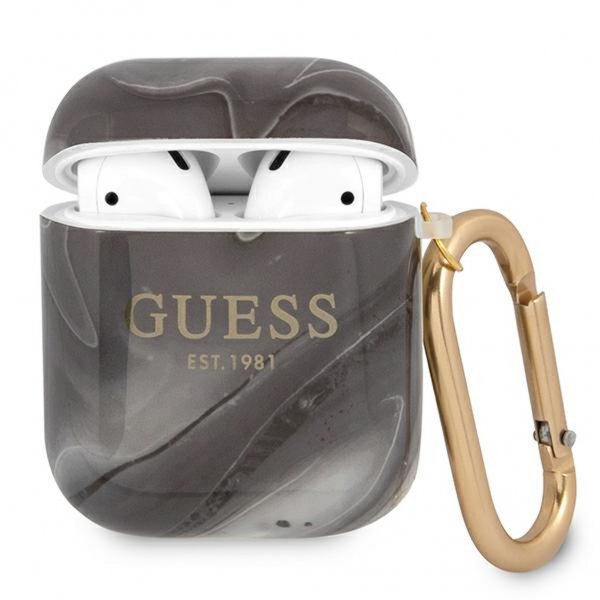 Guess AirPods (1/2) Deksel Shiny Marble Svart