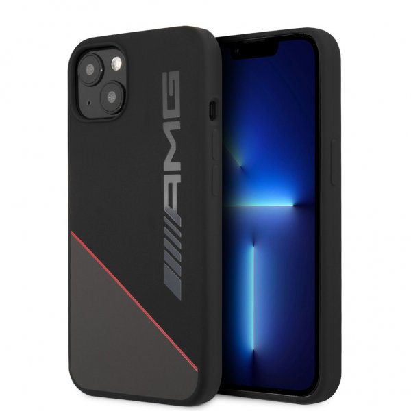 AMG iPhone 13 Deksel Liquid Silicone Two Tone Svart