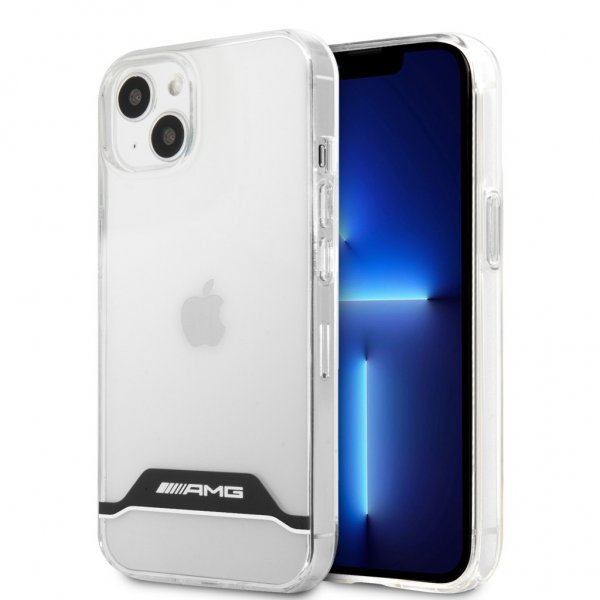 AMG iPhone 13 Mini Deksel Electroplated Horizontal Stripes Hvit Transparent