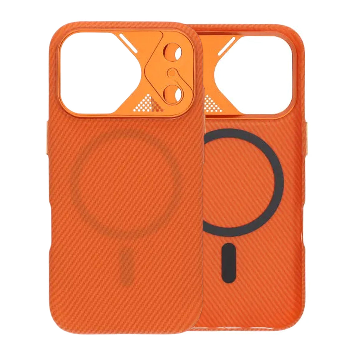 iPhone 17 Pro Max Deksel med karbonfibermønster MagSafe Oransje