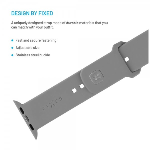 Fixed Apple Watch 38/40/41/42mm Armbånd Silicone Sporty Strap Grå