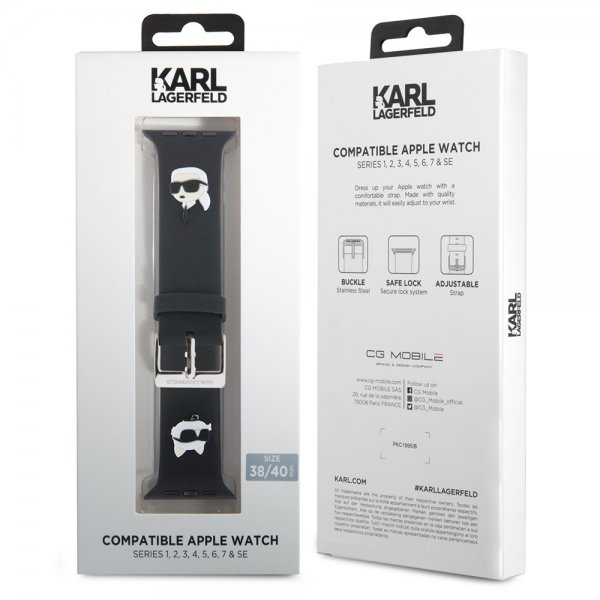 Karl Lagerfeld Apple Watch 38/40/41mm Armbånd Rubber NFT Karl & Choupette Svart