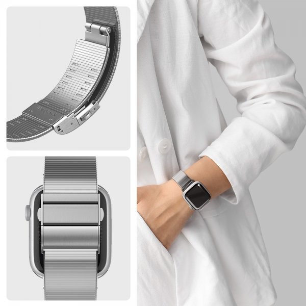 Spigen Apple Watch 44/45/46mm/Ultra 49mm Armbånd Sleek Link Sølv