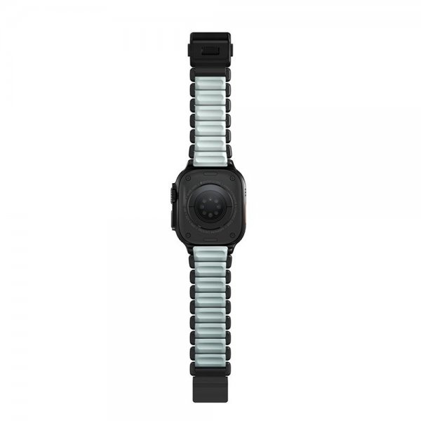 Nomad Apple Watch 44/45/46mm/Ultra 49mm Armbånd Stratos Band Svart Icy Blue Glow