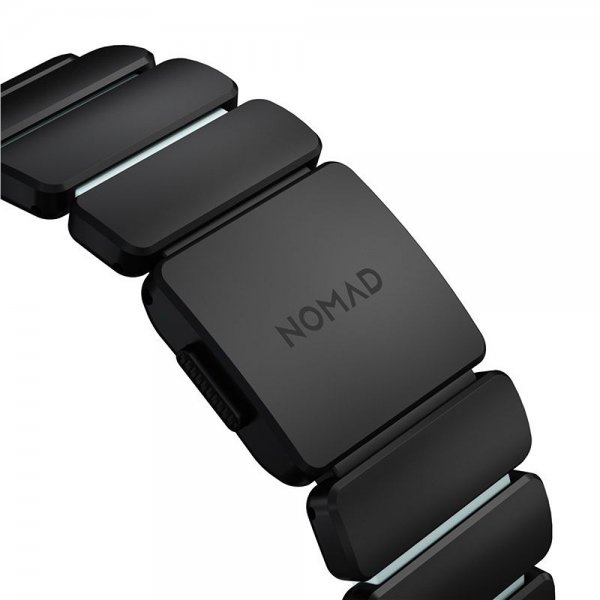 Nomad Apple Watch 44/45/46mm/Ultra 49mm Armbånd Stratos Band Svart Icy Blue Glow