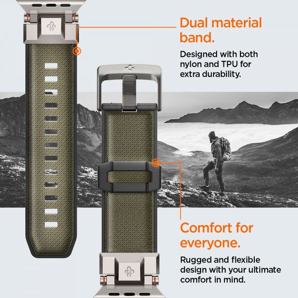 Spigen Apple Watch 44/45/46mm/Watch Ultra 49mm Armbånd DuraPro Armor Military Green