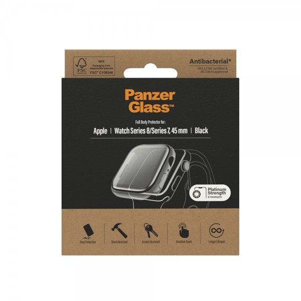 PanzerGlass Apple Watch 45mm Deksel Skjermbeskytter Full Body Protector Svart