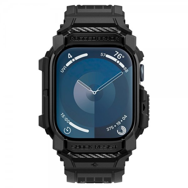 Spigen Apple Watch 46mm (Series 10/11) Armbånd og Deksel Rugged Armor Pro Matte Black