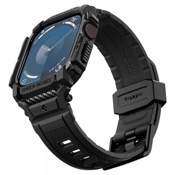 Spigen Apple Watch 46mm (Series 10/11) Armbånd og Deksel Rugged Armor Pro Matte Black