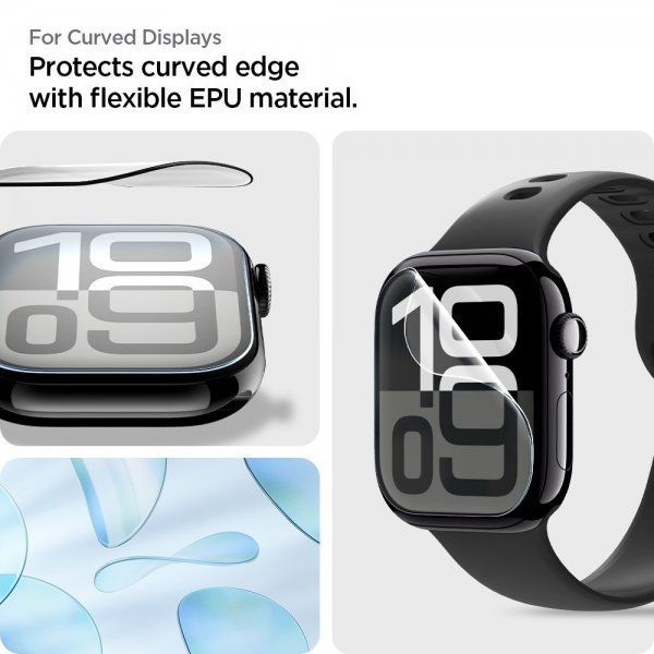 Spigen Apple Watch 46mm (Series 10/11) Skjermbeskytter EliteShield EZ Fit 2-pakning