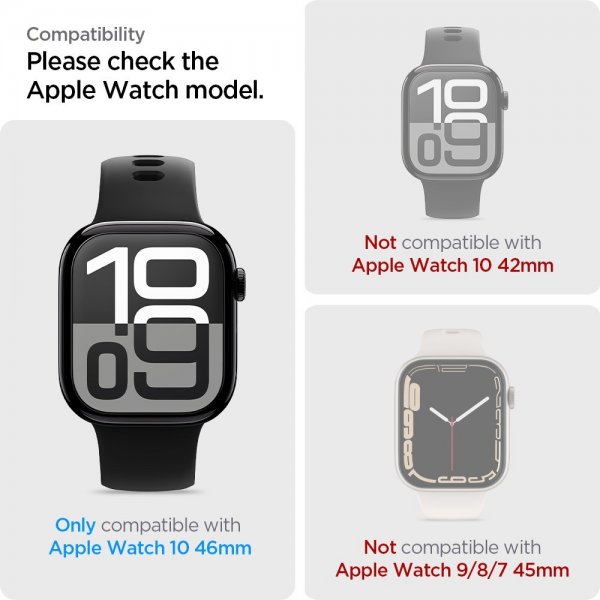 Spigen Apple Watch 46mm (Series 10/11) Skjermbeskytter EliteShield EZ Fit 2-pakning
