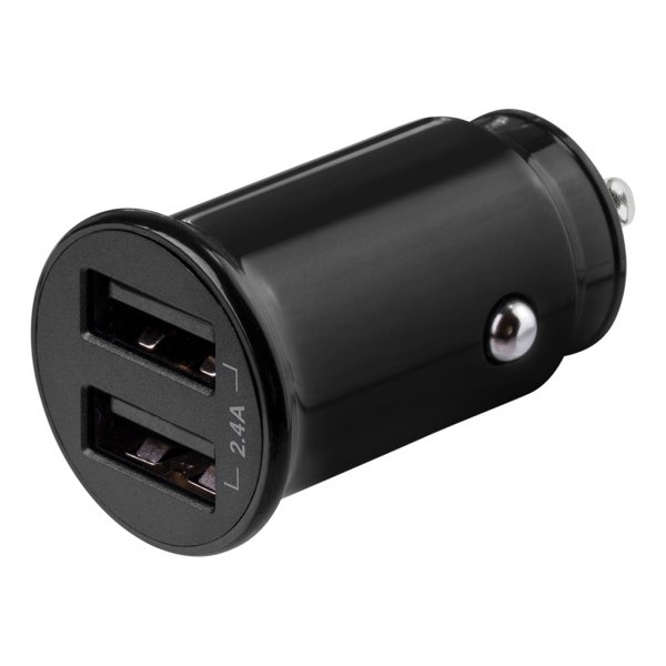 Deltaco Mobillader til bil 12W 2xUSB-A Svart